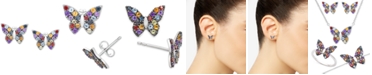 Macy's Multi-Gemstone Butterfly Stud Earrings (7/8 ct. t.w.) in Sterling Silver